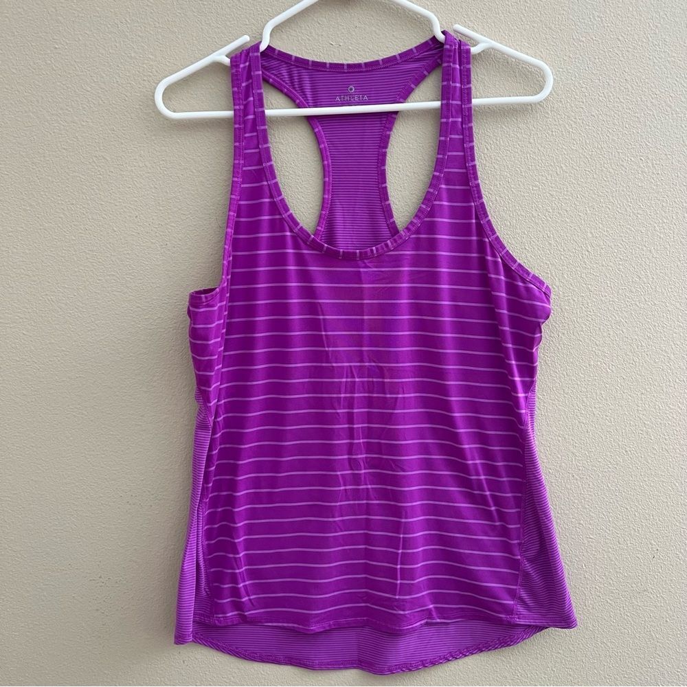 Athleta racerback tank top size L purple stripes